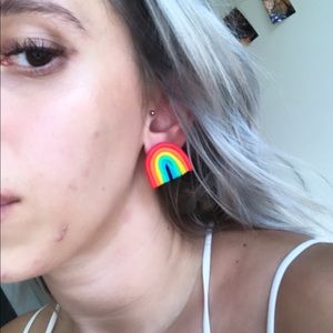 Handmade Rainbow Clay Earrings